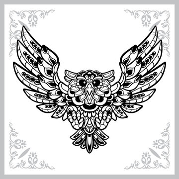 owl bird zentangle arts. isolated on white background.