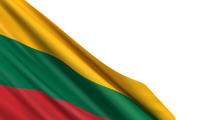 Background with a realistic flag of Lithuania. Vector element for Anniversary of the Coronation of King Mindaugas (Statehood Day), Restoration of the State Day, Restoration of Independence Day.