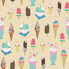 ice cream vector seamless pattern