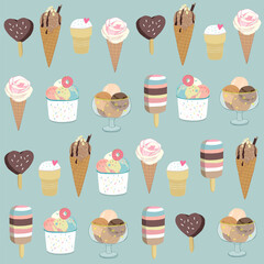 ice cream vector seamless pattern