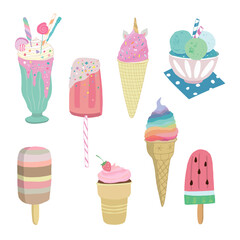 ice cream vector illustrations set