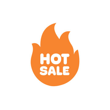 Hot Sale Promotional Icon. Seasonal Sale Sticker Design in Form of Flame.