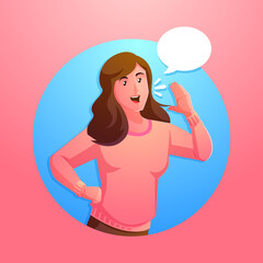 screaming girl talking with speech bubble