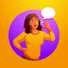 screaming girl talking with speech bubble