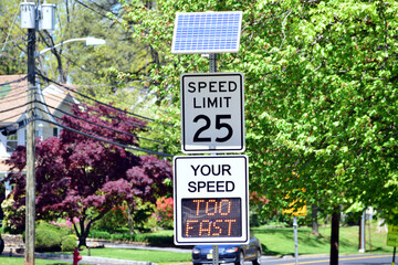 Too Fast Solar Panel Energy Traffic Warning Sign for Cars Vehicles 