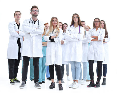 group portrait of doctors and interns standing together