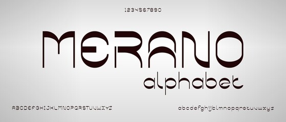 Merano, modern elegant alphabet with urban style template - obrazy, fototapety, plakaty