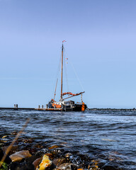 Sail boat at the dock in Veersemeer, Veere, the Netherlands
