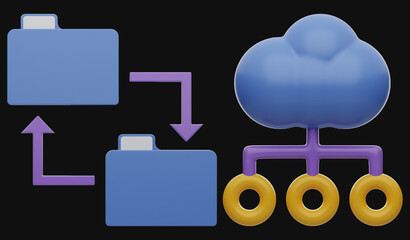 Premium Cloud Data Technology Icon 3d rendering on isolated background