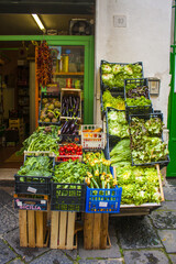 Fresh fruits and vegetables in a small shop in Sorrento
