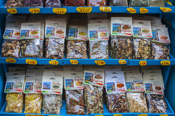 Italian spices in a shop in Sorrento
