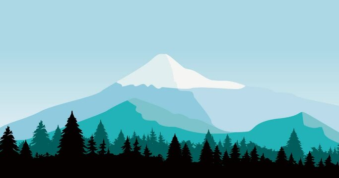 parallax animation snowy blue mountains nature background