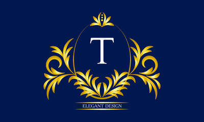 Exquisite monogram with the letter T in the center. Luxury logo template. Business sign, identity monogram for restaurant, boutique, heraldry, jewelry