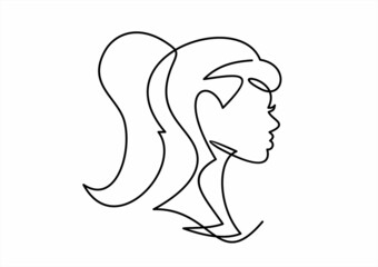 abstract face one line drawing. Portrait minimalistic style