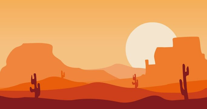 cactus rocky mountains parallax animation