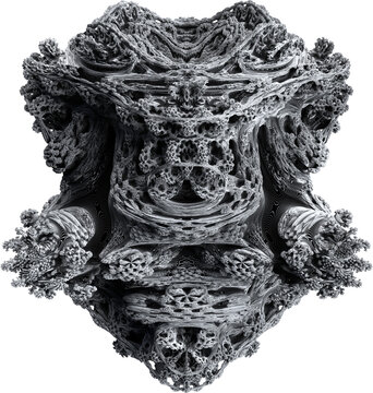 Abstract Organic Monochrome Isolated Surreal Symmetry Fractal Shape