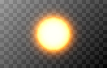 Vector sun png. Sun, dawn, summer, good weather. Bright sun on an isolated transparent background. PNG.