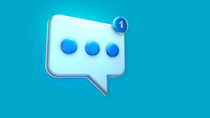 3D blue speech bubble sms icon text message notification