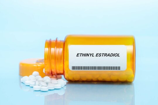 Ethinyl Estradiol Drug In Prescription Medication  Pills Bottle