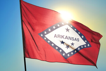 Arkansas state of United States flag waving on the wind