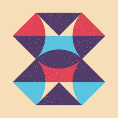 Geometric object  with riso print effect. Vector. Graphic element  for fabric, textile, clothing, wrapping paper, wallpaper, poster. Graphic element.  Perfect For your own decoration or design