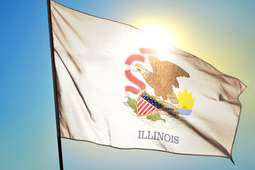 Illinois state of United States flag waving on the wind