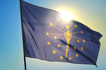 Indiana state of United States flag waving on the wind
