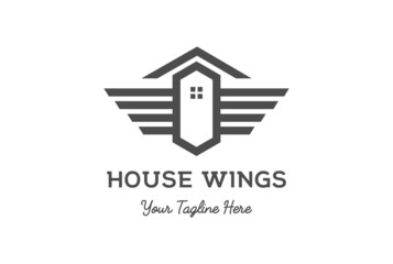 Simple Geometric House Wing for Real Estate Apartment Property Logo Design Vector