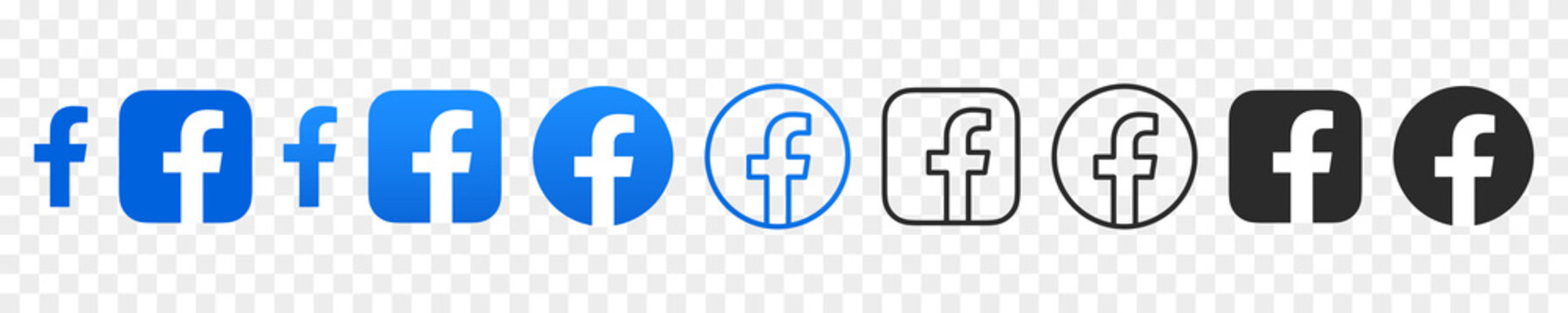 Facebook logo on isolated on transparent background icon set ...
