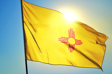 Fototapeta premium New Mexico state of United States flag waving on the wind