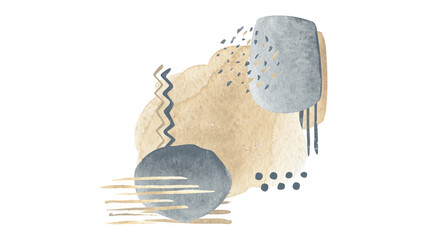 Watercolor abstract modern print, ethnic motives print on isolated white background. Сan be used for stationery design (postcards, calendars, notebooks, booklet etc.), clothing print, etc., phone case