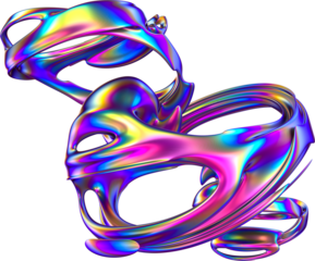 Abstract 3d Iridescence Twisted Fractal Shape