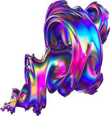 Abstract 3d Iridescence Twisted Fractal Shape