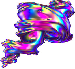 Abstract 3d Iridescence Twisted Fractal Shape
