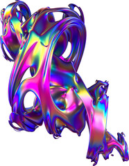 Abstract 3d Iridescence Twisted Fractal Shape