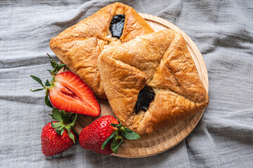 Austrian puff pastry kolashen with berry-strawberry filling