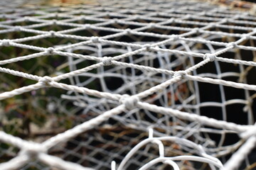 Close up of fishing creel/ net, Hastings, UK