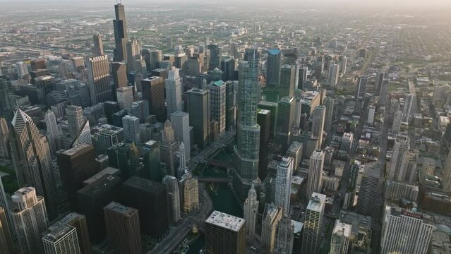 Aerial overview of Chicago Downtown