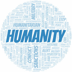 Fototapeta premium Humanity word cloud. Vector made with the text only.