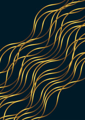 Dark blue abstract wave background with glitter golden lines. Luxury and elegant style template design. Modern simple overlap wave layers elements. Vector