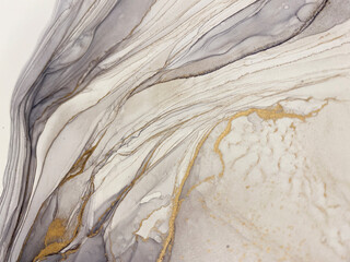 Abstract grey art with gold — marble background with beautiful smudges and stains made with...