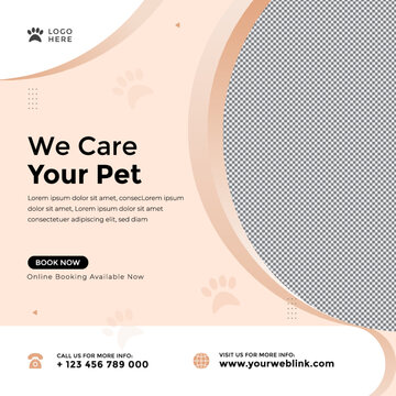 Pet care social media story template for facebook and instagram, We Care your pet social media banner 