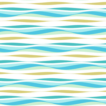 Waves vector seamless pattern. Wavy lines, ocean tides, wave strokes background.