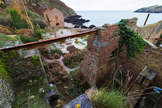 Vantage point overlooking the remains of the Porth Wen Brickworks, Amlwch, Anglesey, North Wales