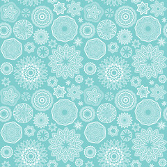 New Year and Merry Xmas seasonal hand drawn pattern. Stars, flowers, geometric shapes, winter snow symbols, circle icons, brush lines set. Vector christmas snowflakes seamless abstract pattern. 