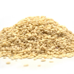 White sesame seed isolated on white background. spot focus.