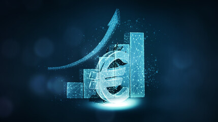 growth of euro currency money. Business finance concept - obrazy, fototapety, plakaty