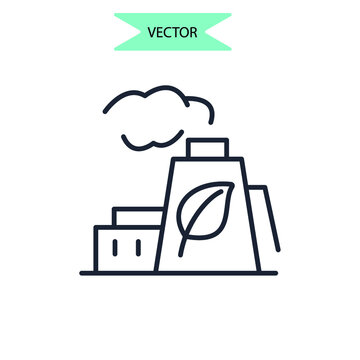 green factory icons  symbol vector elements for infographic web