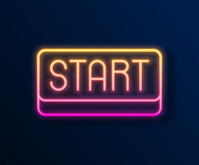 Glowing neon line Ribbon in finishing line icon isolated on black background. Symbol of finish line. Sport symbol or business concept. Vector