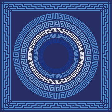Greek key pattern frame collection. Decorative ancient meander, greece border ornamental set with repeated geometric motif. Vector EPS10.